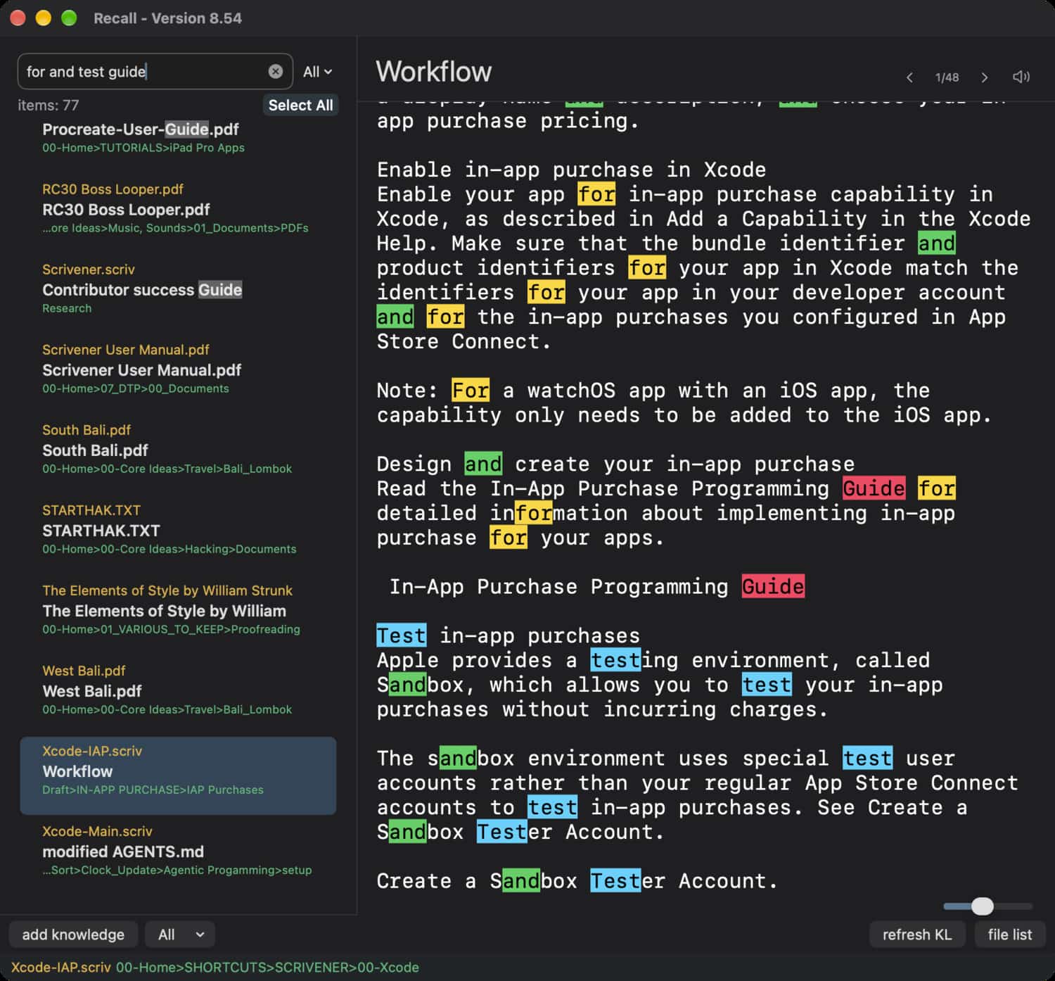 four color search output.